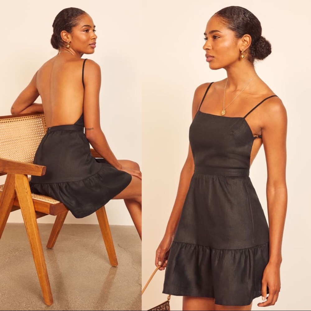 NWT Reformation Citrine Black Backless Dress